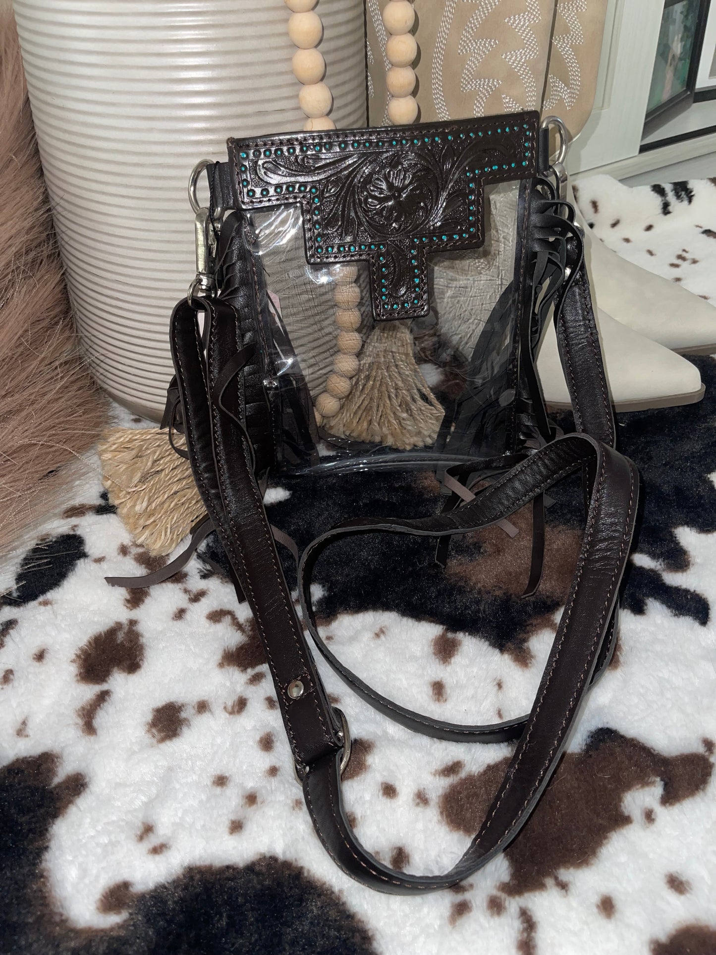 Clear Fringe Crossbody