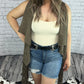 Olive Fringe Vest