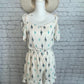 White Romper brown polka dots with light and dark blue Cactus