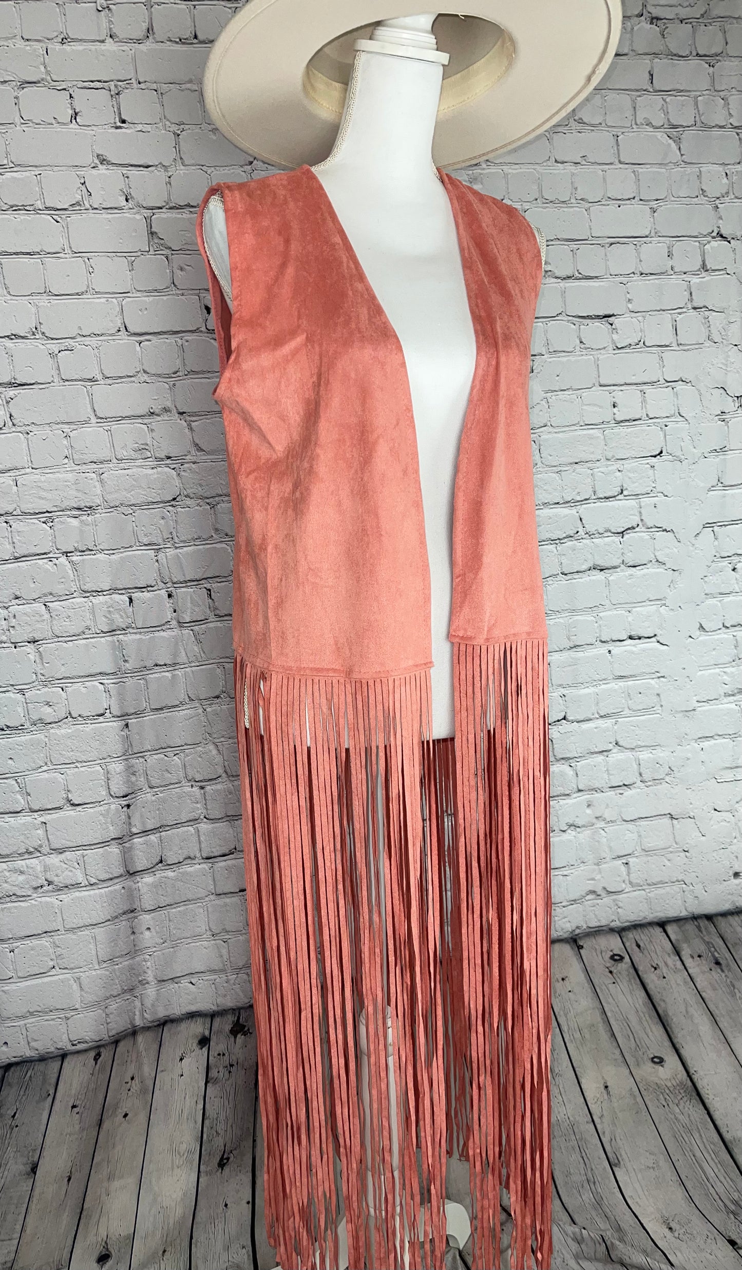 Coral Fringe Vest