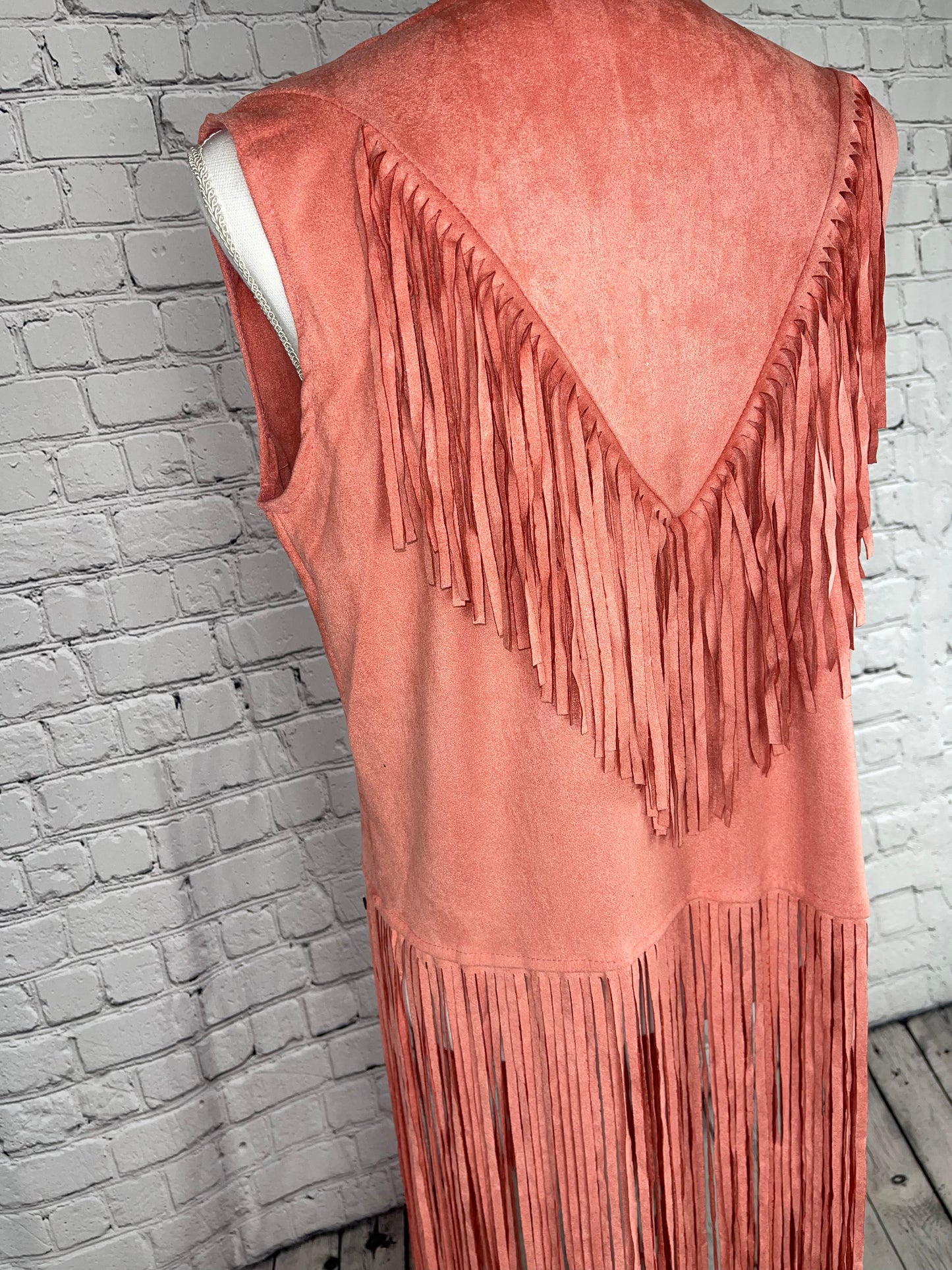 Coral Fringe Vest